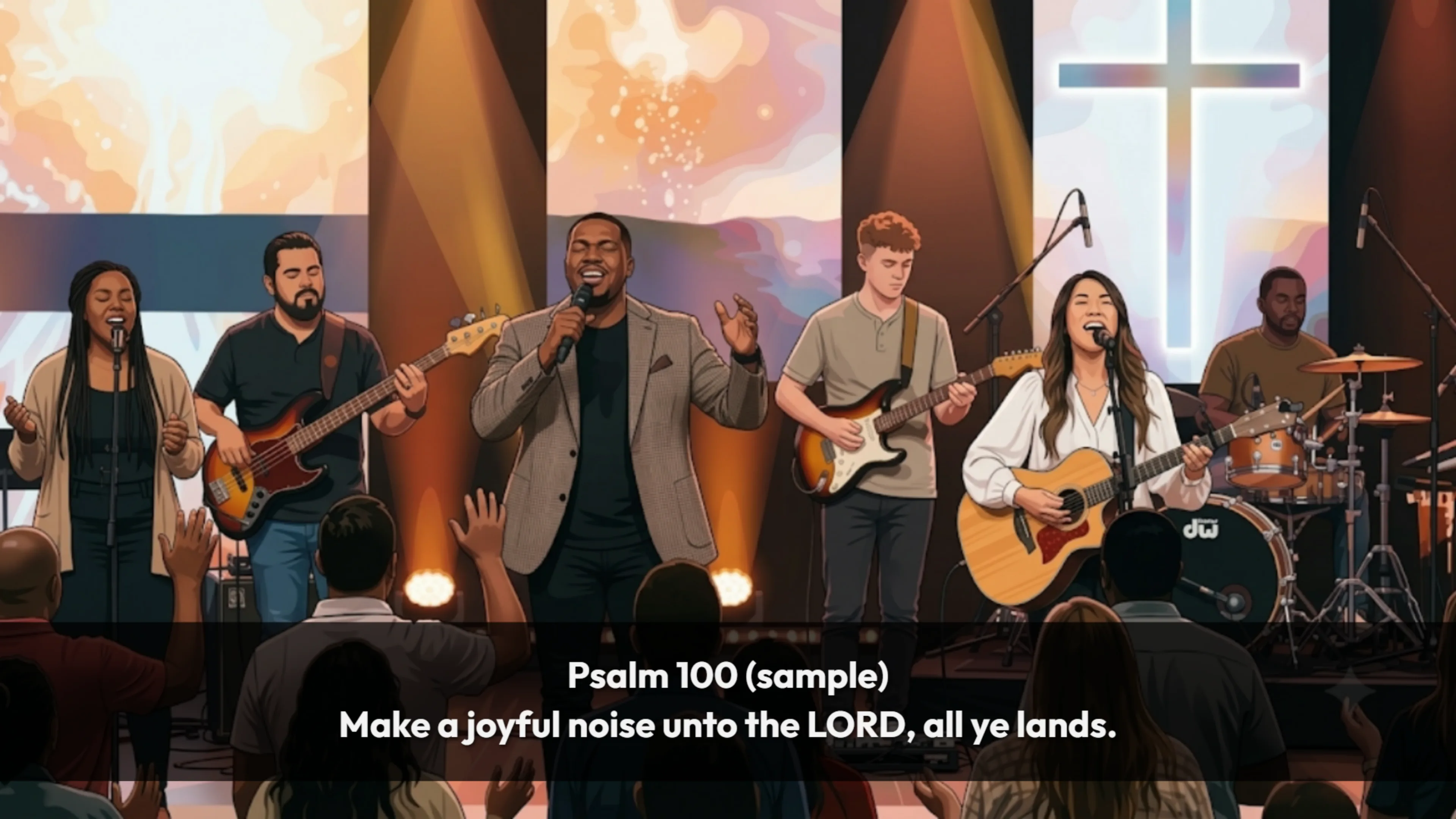 Hymn lyrics on the stage output